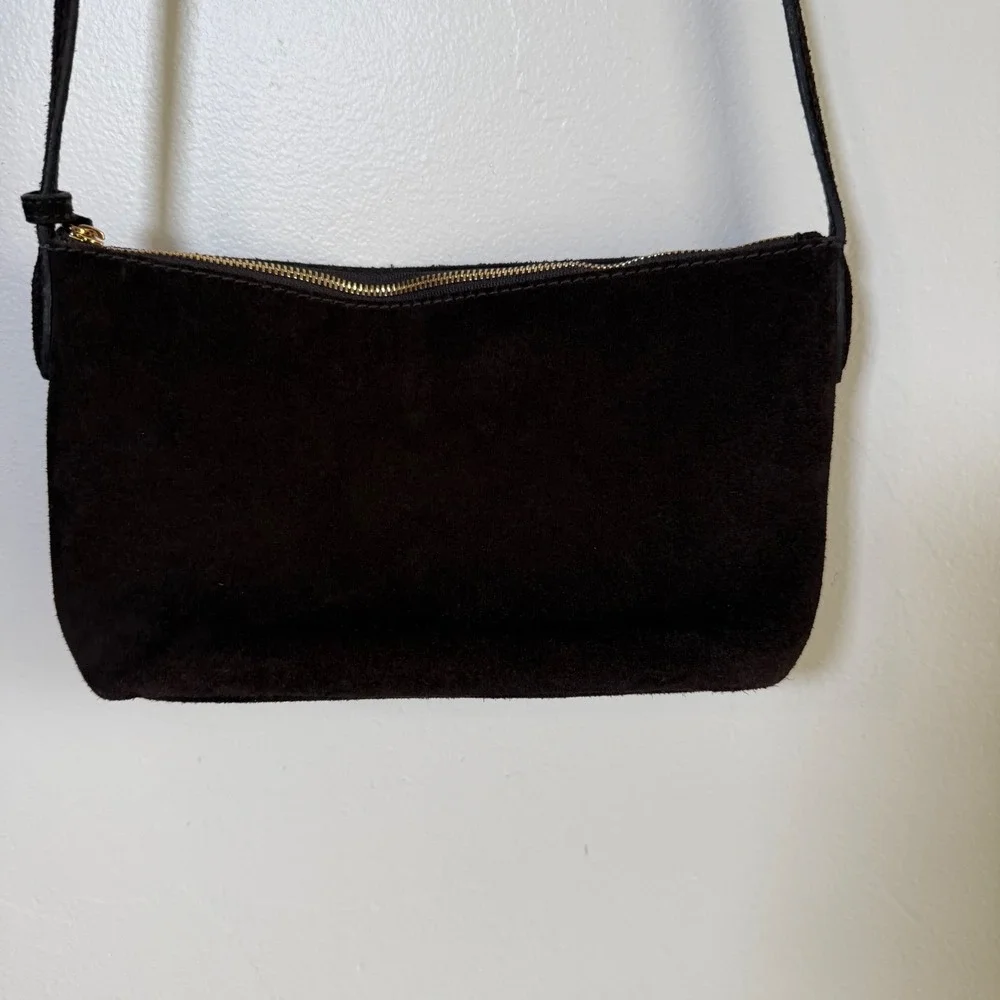Madewell Simple Pouch Suede Minimalist Crossbody Bag Small Chocolate Brown